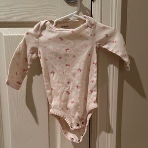 Carter's Cream and Pink Patterned Bodysuit